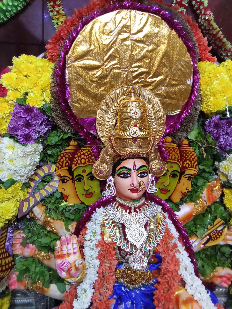 Goddess deity decorated for a festive occasion